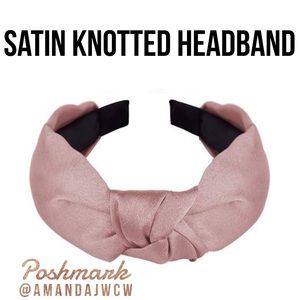 Silk Cross Knot Twist Headband- Light Pink 1” Wide